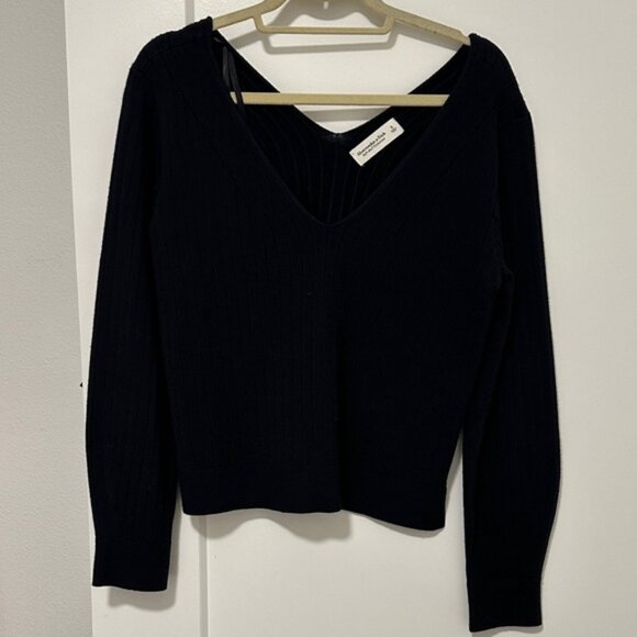 Abercrombie & Fitch Deep V-Neck Sweater in Black - Picture 1 of 3